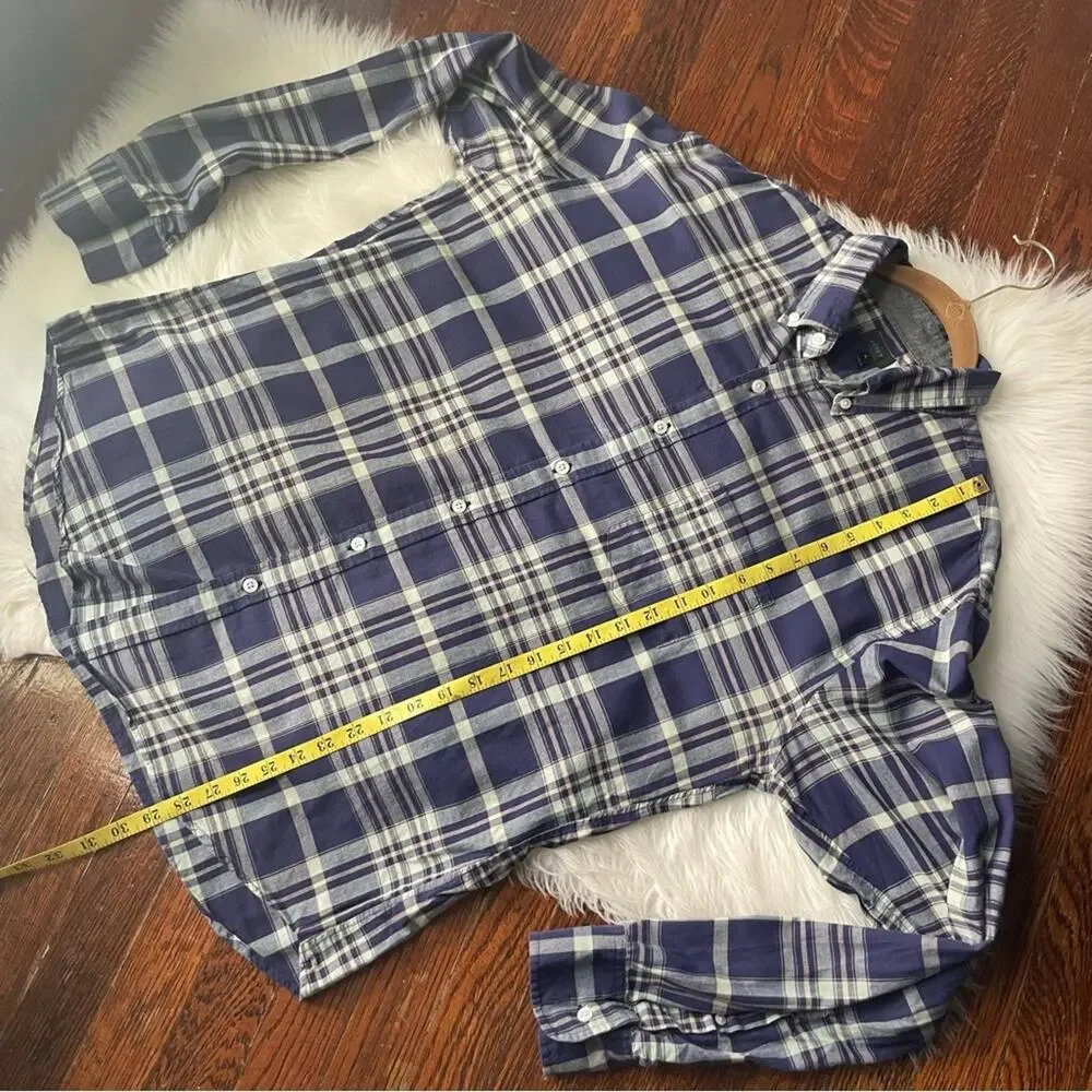 J.Crew Navy Plaid Button Down Shirt Size XL